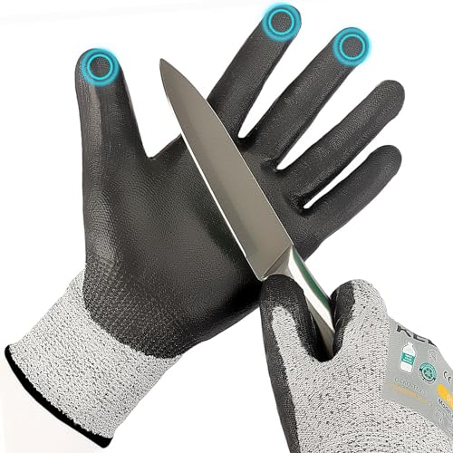 Kebada Cut Resistant Gloves, ANSI A2 Cutting Glove, PU Coated, Touchscreen, Multi-Purpose Model C2, 1 Pair, Medium - color: Grey, size: 8/Medium