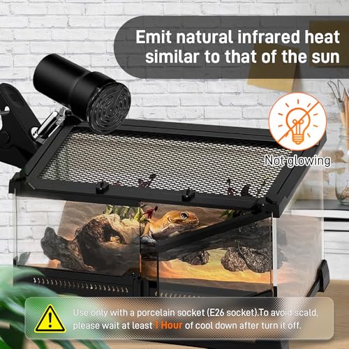 25W Mini Reptile Heat Lamp Bulb E26 Base Non-Light Emitting Infrared Ceramic Heat Emitter for Terrariums Turtles, Lizards, Snakes, and Small Pets 2-Pack