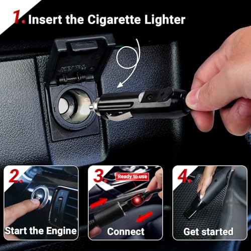 TMH 12FT Cigarette Lighter Extension Cord – 16AWG Heavy Duty 12V/24V DC Power Cable, Male to Female Socket Adapter for Car, Truck, RV, Boat - size: 16 AWG - 12 FT