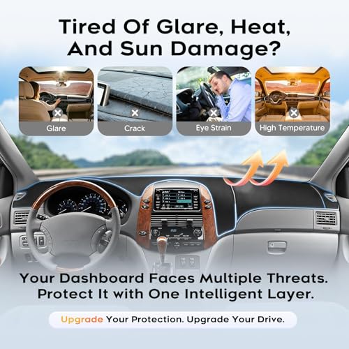 CARTIST Dash Cover for 2004-2010 Toyota Sienna Accessories,Anti-Glare Non-Slip UV Protection Dashboard Cover Mat,Premium Interior Pad - color: 1)04-10 Sienna (Black)