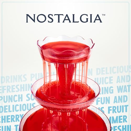 Nostalgia Countertop Retro Lighted Party Beverage Fountain – 1.5 Gallon Capacity, 3-Tiered Cascading Tower with LED Base - Perfect for Punch, Juice, Wine, Champagne & More - style: Lighted Party Fountain White