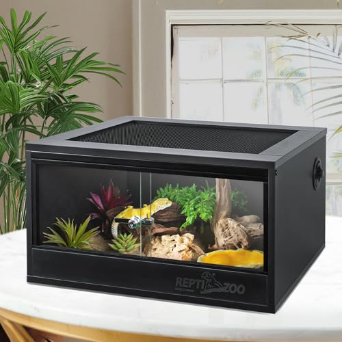 REPTI ZOO 20 Gallon PVC Reptile Terrarium, 24x18x12 inch Reptile Tank for Crested Gecko Leopard Gecko Snake Turtle Hermit Crab, Thermal Insulation Moisturizing - size: 24x18x12 inch