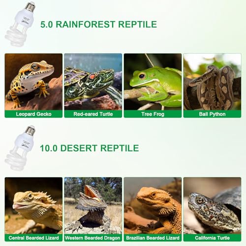UVB Bulb 5.0 UVA UVB Reptile Light Bulb, 13W UVB Light for Reptiles UVB Lamp for Turtle Frog Snake Chameleon Ball Python Iguana Tank - size: 5.0 13W