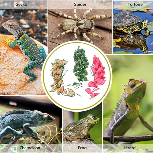Cabilock Artificial Reptile Vines Jungle Climbing Plants 30cm Bendable Fake Hanging Vines 3pcs for Terrarium Habitat Decor Suitable for Gecko Snake Lizard Chameleon