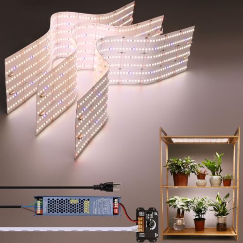 3-Pack Panel Full Spectrum LED Plant Grow Light Kit | 0-100% Dimmable 1260 LEDs 24V 3X60W Cuttable Flexible Self-adhesive Grow Lights for Indoor Plants, Seedlings Veg Flower - size: 1.64FT X 3