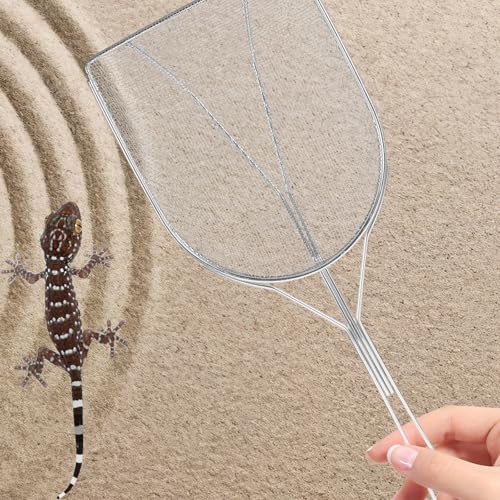 Abaodam Reptile Sand Shovel Stainless Steel Sifter with Fine Mesh for Terrarium Substrate Cleaning and Waste Removal, Sturdy Sand Scoop for Tortoise, Lizard, Gecko, and Snake Habitat