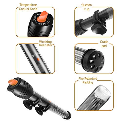 Orlushy Submersible Aquarium Heater, Adjustable Fish Tahk Heater with Free Thermometer Suitable for Marine Saltwater and Freshwater - size: C300