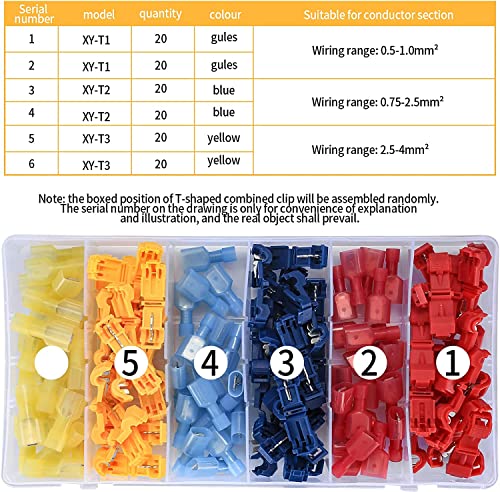 120 Pcs T-Tap Wire Connectors, Quick Splice Electrical Wire Terminals Connectors, T Taps Self-Stripping Insulated Male Quick Disconnects Spade Terminals Kit for Wiring Automotive