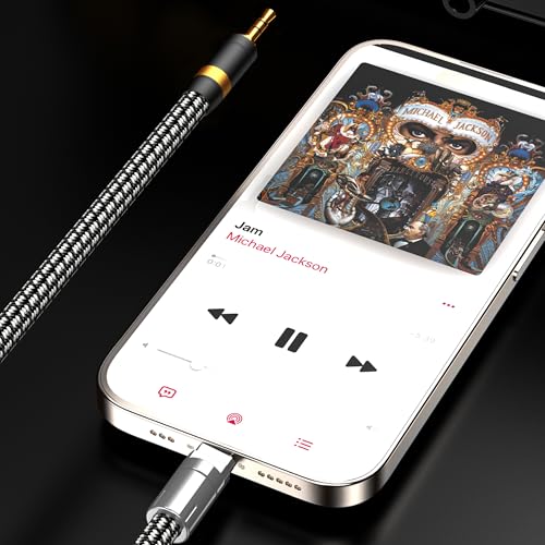 Lighting to 3.5mm Audio Cord 9.8FT, Audiophile Lighting to 1/8 Inch Aux Audio Cable Headphone Jack Adapter Male Aux Stereo Audio Cable Compatible for iPhone 14/13/12/11/XR/X/8/7 - size: 9.8ft, style: Lightning to 3.5mm