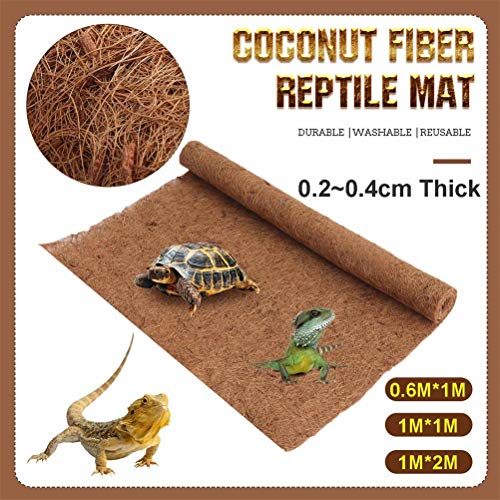 Aramox Coconut Fiber Reptile Mat Natural Coconut Fiber Substrate Mat 60x100cm Soft Absorbent Pet for Lizards Turtles Snakes with Washable Reusable Carpet (Brown)