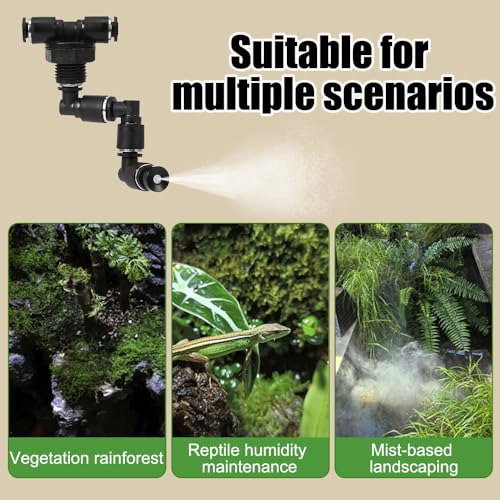 Reptile Mister Nozzles, 1/2PCS Fine Rainforest Tank Sprinkler 360° Adjustable Terrarium Fogger for 6mm/0.24'' Outer Diameter Hose - color: 1PCS