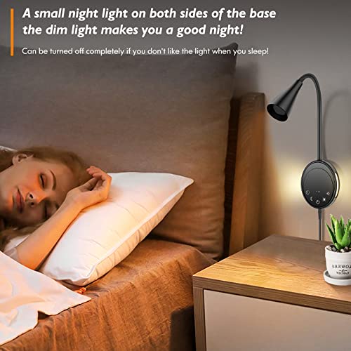 SANKEDOU LED Wall Mount Reading Light, Bedside Reading Lights, 5 Dimmable - color: Black-2P