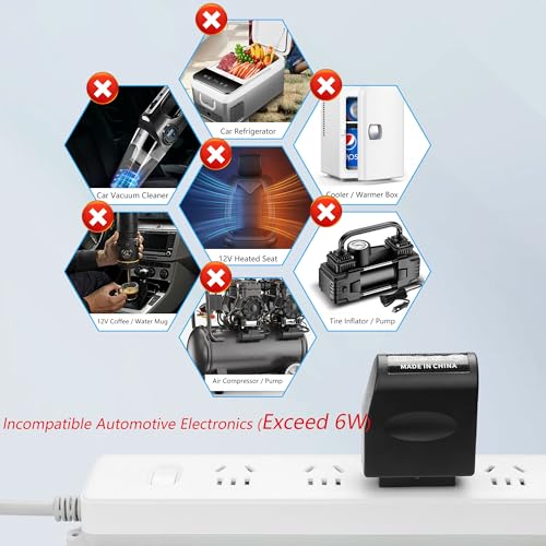 CERRXIAN AC to DC Converter 12V 6W Car Cigarette Lighter Socket, 110V AC to 12V DC Adapter, AC/DC Power Adapter - 1Pack