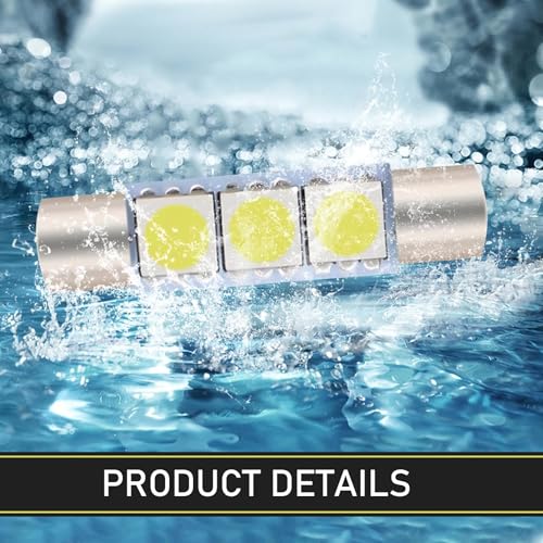 10PCS Led Sun Visor Vanity Mirror Lights, T6 DC 12V 3SMD 5050 Chips 300LM Super Bright Car Led Bulbs, 180 Degree Lighting Reading Lamp for Vanity Mirror Lights Interior Sun Visor (White)