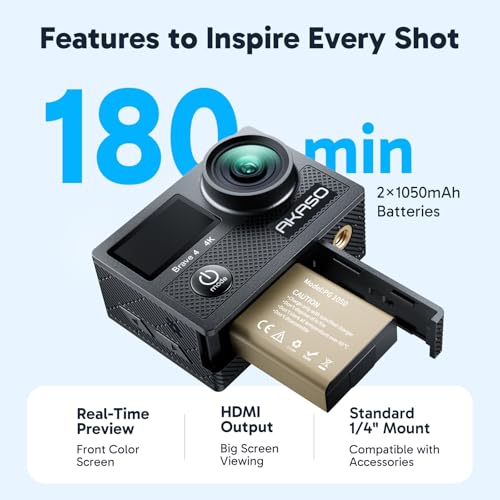 AKASO Brave 4 Action Camera 4K30fps with 128GB MicroSD Card Bundle