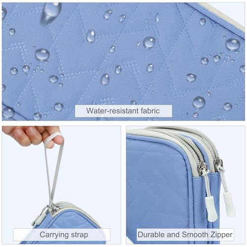 FYY Electronic Organizer, Travel Tech Pouch Bag, Medium, Blue Quilted - color: Blue Quilted, size: 8.3 x 5 x 2.6 inches