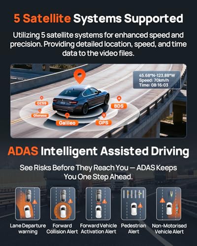 70mai 4K Dash Cam Front and Rear, 4K+1080P Dual STARVIS 2 Car Dash Camera for Cars, 4G LTE Remote Access, AI Motion Detection, WiFi 6, 5 GPS, 24H Parking Mode, HDR Night Vision, Voice Control, ADAS