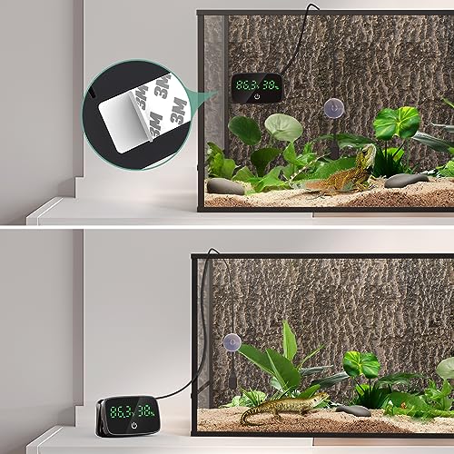 PAIZOO Reptile Thermometer Hygrometer, LED Digital Terrarium Thermometer and Humidity Gauge Snake Tank Accessories with USB Charging for Bearded Dragon, Tortoise, Reptile Tank, (Include 31.5'' Cable)