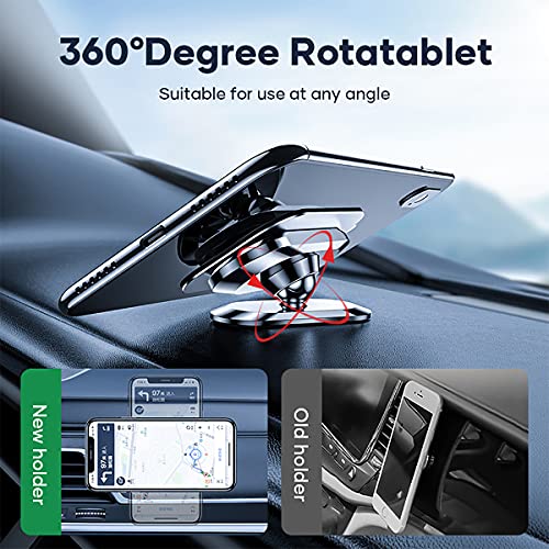 Magnetic Phone Holder 2 Pack, 360 Rotating Universal Car Mount, Compatible with Smartphones, Suction Shell Absorbs, Fits iPhone, Huawei, Xiaomi