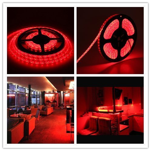 Water-Resistance IP65, 12V Waterproof Flexible LED Strip Light, 16.4ft/5m Cuttable LED Light Strips, 300 Units 3528 LEDs Lighting String, LED Tape(Red) Power Adapter not Included - color: 1*16.4ft 3528 Red