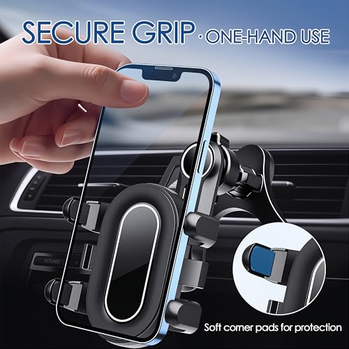 Car Vent Phone Mount with Swing Arm, Air Vent Clip Car Holder with Metal Hook, Cell Phone Holder for Your Car, Universal No-Blocking Hands-Free Cases-Friendly, for 4.7-6.9" Smartphone (Black)