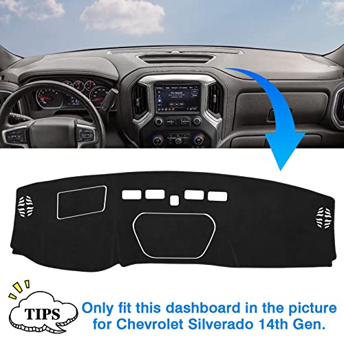 Autorder Dashboard Cover Mat for 2019-2025 Chevy Silverado 1500 2500HD 3500HD/GMC Sierra Accessories Dash Cover Flannel Dash Mat Sunshade Protector(Just Fit the Models Without Forward Collision Alert) - size: Black 19-25 Silverado