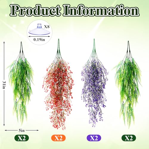 Suncalla Reptile Plants Terrarium Hanging Plants Vines Boston Climbing Terrarium Plant with Suction Cup for Bearded Dragons Lizards Crested Gecko Snake Crab Tank(Tri Color Series,3 Colors) - style: Tri Color Series