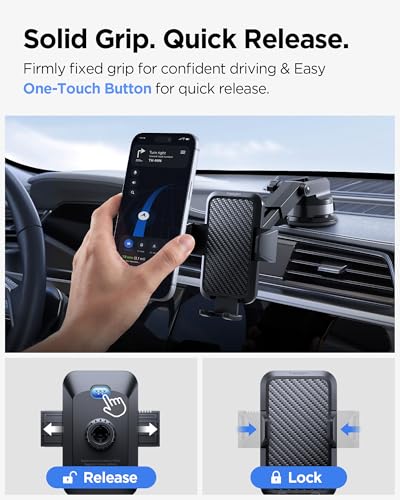 Spigen Carbon Fiber Dashboard Car Mount with Multi-Angle Telescopic Arm - color: Carbon