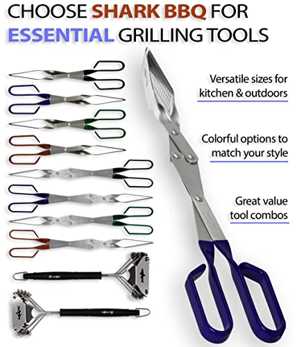 Grill Tongs - 17 inch (Blue) Steak Tongs. Professional kitchen and outdoor grilling utensil. Long reach Barbeque Grilling Tong. Ideal for steak, fish, burger, and sausage - color: Blue Steak Tongs