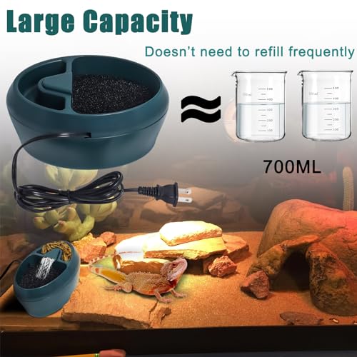 Reptile Waterfall Fountain & Feeder - Automatic Water Dispenser, Food Trough for Chameleon, Bearded Dragon, Turtle, Snake, Frog, Gecko