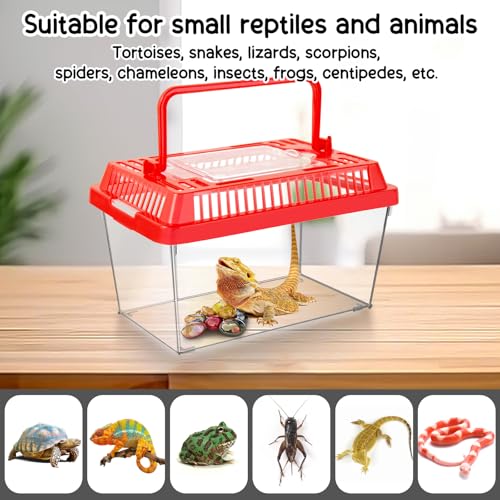 12Pcs Plastic Reptile Terrariums Carrier Cage Tarantula Enclosure Snake Breeding Box Hatching Container Transparent Fish Tank Turtle Aquarium with Random Color Lid for Spider, XS(5.1” x 3.5” x 3.5” - size: XS