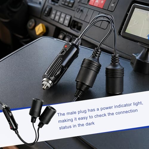 Double Cigarette Lighter Adapter, 12V 24V 1 to 2 Vehicle Power Charger Port Adapters, Universal 2-Socket Cigarette Lighter Splitter Extension Cords, Car Accessories