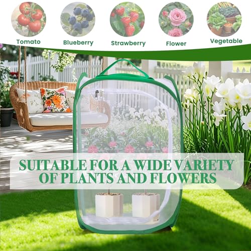 Gardon Mesh Plant Enclosure, Pop-Up Mesh Plant Cover from Pests, Birds, Animals, Plant Netting Cage for Tomato, Fruit, Vegetables, Flowers with Zipper Door 15.7 x 15.7 x 23.6 Inch
