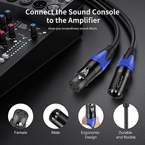 XLR Cable 3ft 2Pack Silver-Plated 3 Pins & 25ft 6Pack Color-Coded Connectors Gold-Plated 3 Pins Microphone Cables