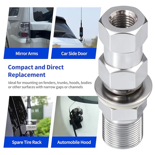 CB Antenna Mount Adapter Universal UHF SO239 Female Stub Mount Heavy Duty Connector Standard 3/8 X 24 Threaded for CB Ham Radio Antenna 2pcs - style: 2PCS