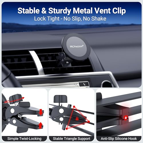 PROfezzion 2-Pack for MagSafe Mount Holder Fits Car Vent Dashboard & Office - style: Car Air Vent + Car Dash (1 + 1)