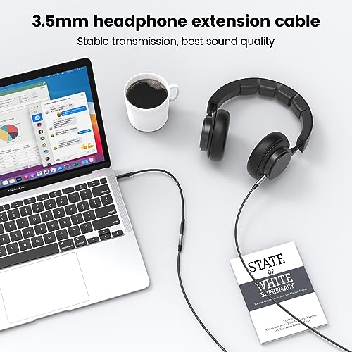 MOSWAG 13.12FT 3.5mm Male to Female Extension Cable with Microphone Stereo - color: Black, size: 13.12 ft