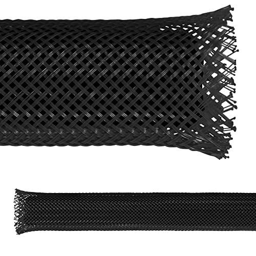 Electriduct 1/8" PET Expandable Braid Sleeving Flame Retardant Flexible Wire Mesh for Cord Management and Cable Protection - 25 Feet - Black - color: Black, size: 0.125 Inch - 25 Feet