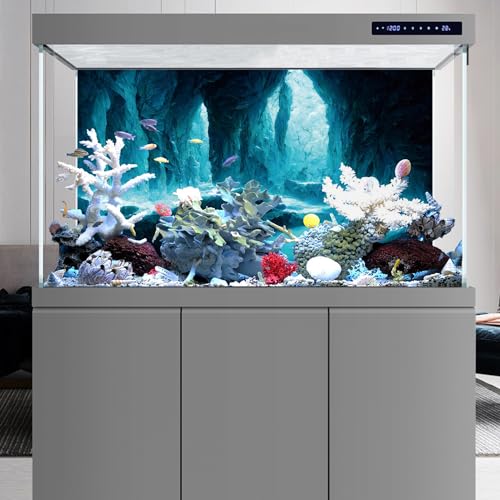 AWERT 72x16 inches Rock Cave Aquarium Background Rock Pillar Terrarium Background Cave Fish Tank Background - size: 72x16in/180x40cm