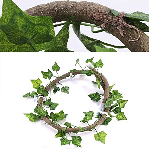 AYNEFY Flexible Vine Branch Jungle Rattan Long Vine Decoration Rattan Decoration Lifelike for Reptiles Pet Reptile Climbing Rattan Artificial Reptile - size: Rattan + folha de hera