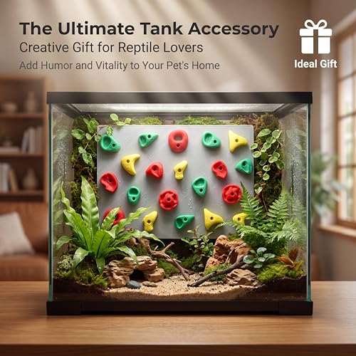 Climbing Wall for Reptiles, 2 Set Plastic Reptile Tank Accessories for Bearded Dragons Leopard Geckos, Bearded Dragon Toys & Wall Climbing Gecko Habitat Decor