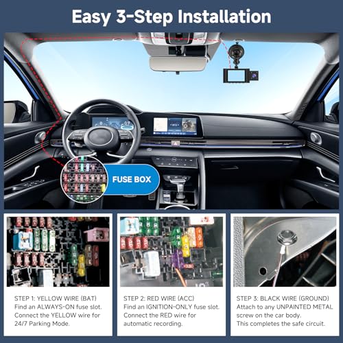 3-Lead USB C Dash Cam Hardwire Kit, Digital Voltage Display, 12V-24V to 5V - size: KS3