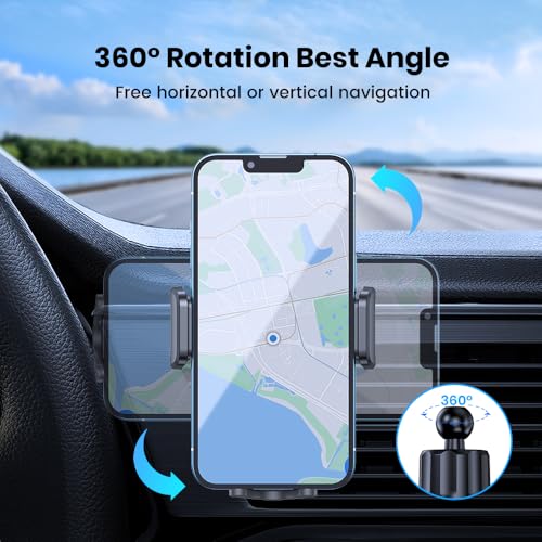 Upgraded Air Vent Car Phone Holder - Metal Hook Clip, 360° Rotation for All Smartphones