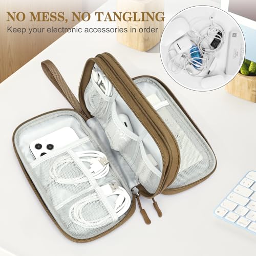 FYY Electronic Organizer, Travel Tech Pouch Bag, Medium, Brown - color: Brown, size: 8.3 x 5 x 2.6 inches