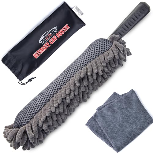 TAKAVU Car Duster Interior, Double-Sided Microfiber, Comfort Handle - size: Microfiber Mesh