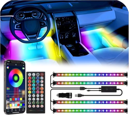 72 LED USB Interior Strip Lights, RGB-IC 4-Line Car Ambient Lighting Kit - color: APP RGBIC 72 Lights