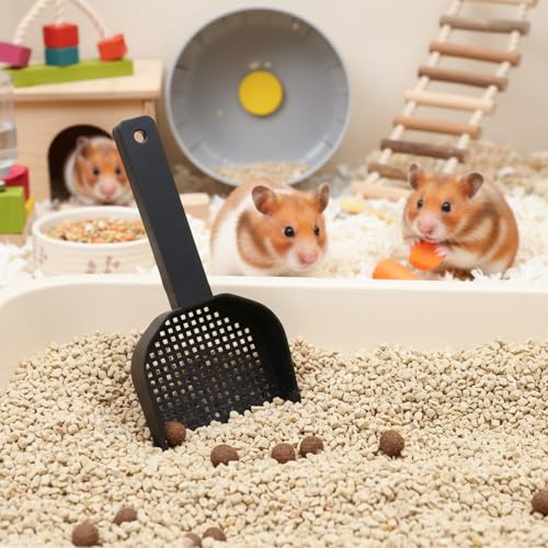 2Pcs Poop Scooper 2.95 in × 5.9 in Cat Litter Scooper Fine Mesh Sifting Shovel Plastic Handle for Guinea Pig Rabbits Small Animals for Easy Waste Cleaning