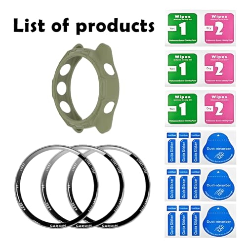Watch Screen Protector for Garmin Forerunner 570 47mm and protective Case - color: Green