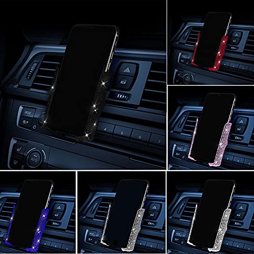 SUNCARACCL Bling Car Phone Holder, 360 Degrees Adjustable Crystal Auto Car Mount Phone Holder for Dashboard,Windshield and Air Vent (Black) - color: Black