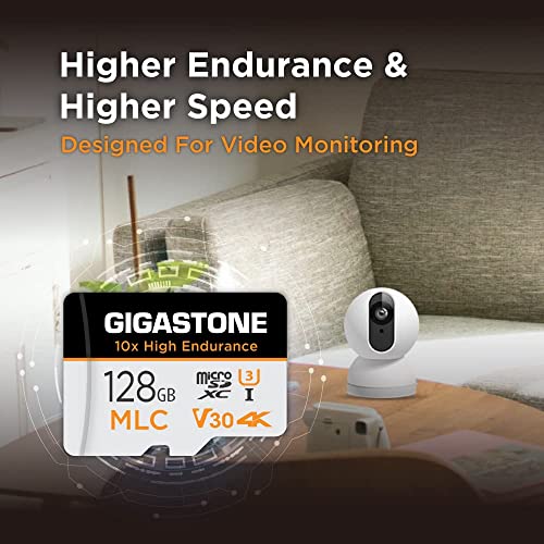 [10x High Endurance] Gigastone Industrial MLC Memory Card 128GB for Surveillance Camera, Dashcam, 4K Video, Speed 100MB/s, U3 V30 [5 Years Free Data Recovery] - color: 128 GB